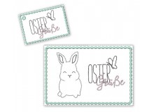 Stickdatei - Postkarte ITH Ostern "Ostergrüße" Hase